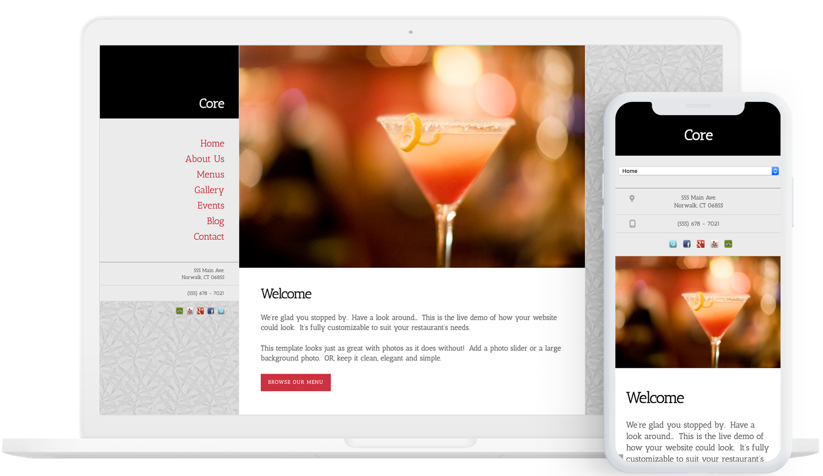 core Restaurant Web Design Template